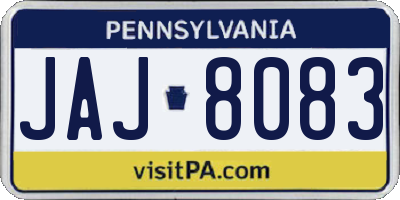 PA license plate JAJ8083