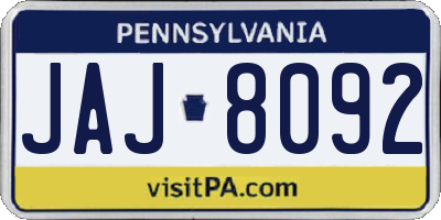 PA license plate JAJ8092