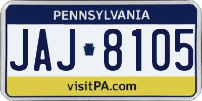 PA license plate JAJ8105