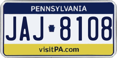 PA license plate JAJ8108