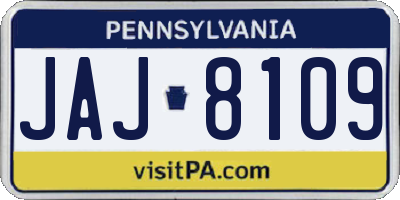PA license plate JAJ8109