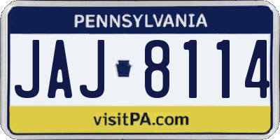 PA license plate JAJ8114