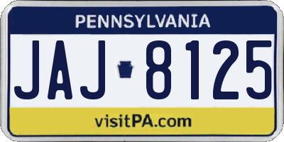 PA license plate JAJ8125