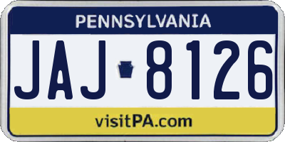 PA license plate JAJ8126