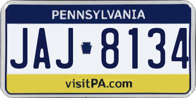 PA license plate JAJ8134