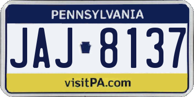 PA license plate JAJ8137