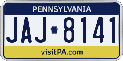 PA license plate JAJ8141
