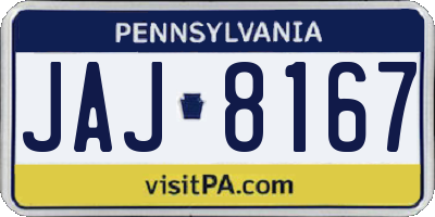 PA license plate JAJ8167