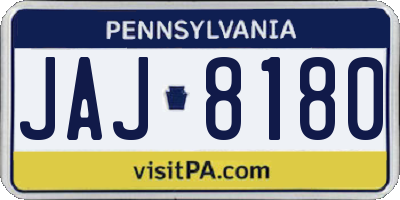 PA license plate JAJ8180