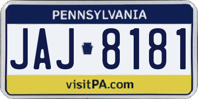 PA license plate JAJ8181