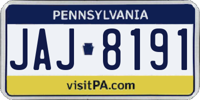 PA license plate JAJ8191