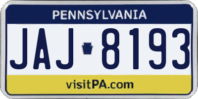 PA license plate JAJ8193
