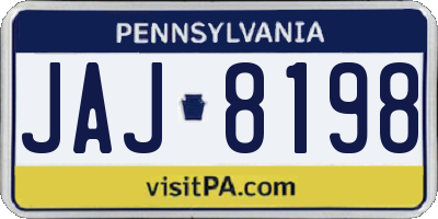 PA license plate JAJ8198
