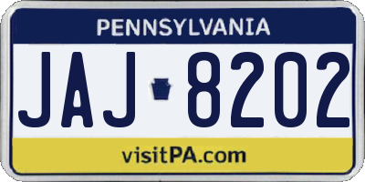 PA license plate JAJ8202