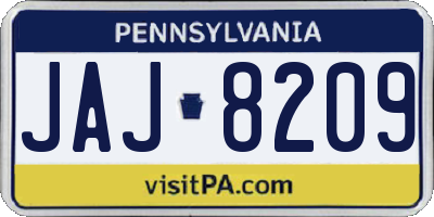 PA license plate JAJ8209