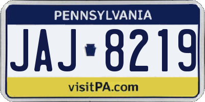 PA license plate JAJ8219