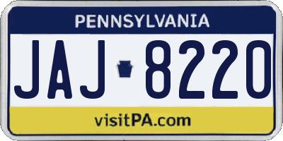 PA license plate JAJ8220