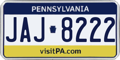 PA license plate JAJ8222