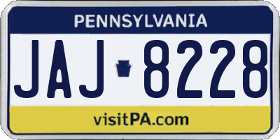 PA license plate JAJ8228