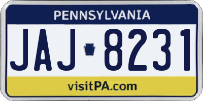 PA license plate JAJ8231