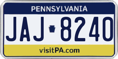 PA license plate JAJ8240