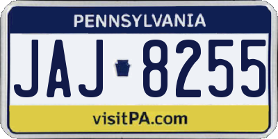 PA license plate JAJ8255