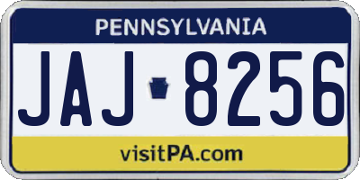 PA license plate JAJ8256