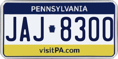 PA license plate JAJ8300