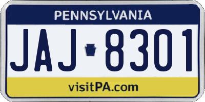 PA license plate JAJ8301