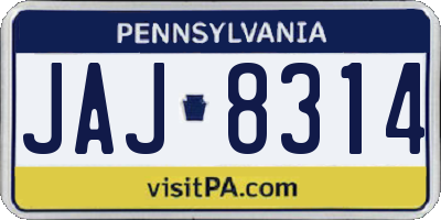 PA license plate JAJ8314