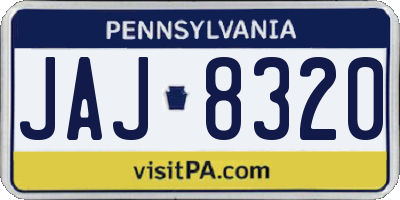 PA license plate JAJ8320
