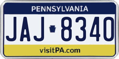 PA license plate JAJ8340
