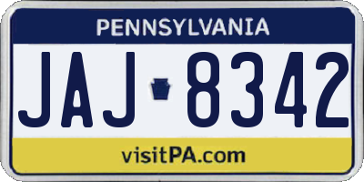PA license plate JAJ8342