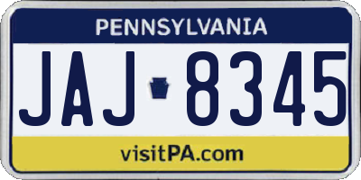 PA license plate JAJ8345