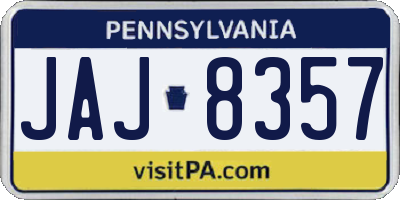PA license plate JAJ8357