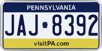 PA license plate JAJ8392
