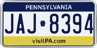 PA license plate JAJ8394