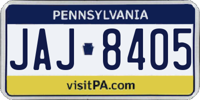 PA license plate JAJ8405