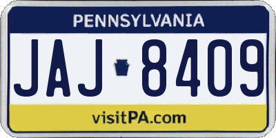 PA license plate JAJ8409