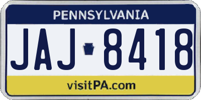 PA license plate JAJ8418
