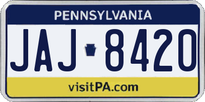 PA license plate JAJ8420