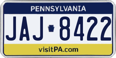 PA license plate JAJ8422