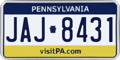 PA license plate JAJ8431