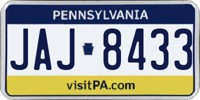 PA license plate JAJ8433