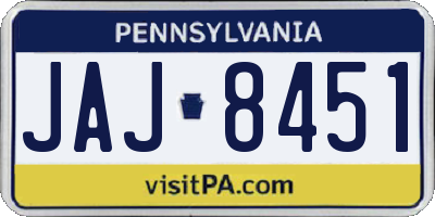 PA license plate JAJ8451