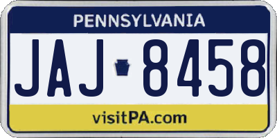PA license plate JAJ8458