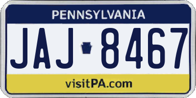PA license plate JAJ8467