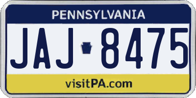 PA license plate JAJ8475
