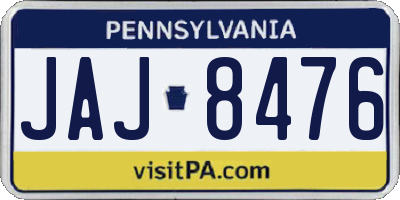 PA license plate JAJ8476