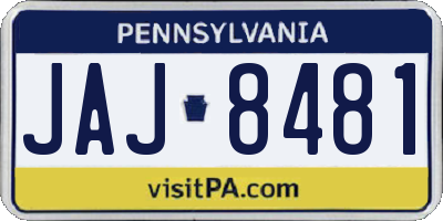 PA license plate JAJ8481